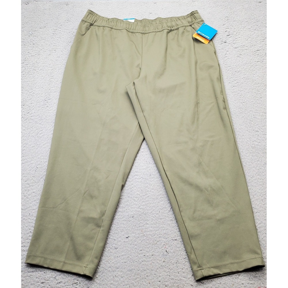 Columbia Morningside Park Ankle Pants Womens XL Green UPF 50+ Omni-Shade Pull-On